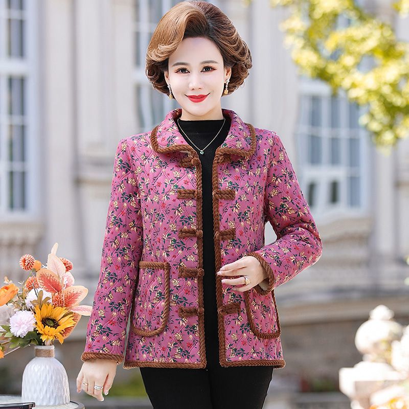  new winter new cotton-padded jackets for women, middle-aged mothers, loose cotton-padded jackets, ethnic style, light winter