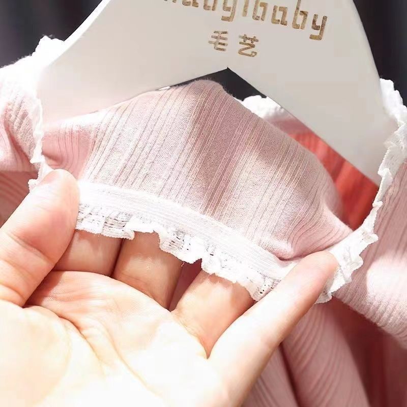 女宝宝设计感打底衫女婴儿童春装韩版新款女童洋气泡泡袖长袖