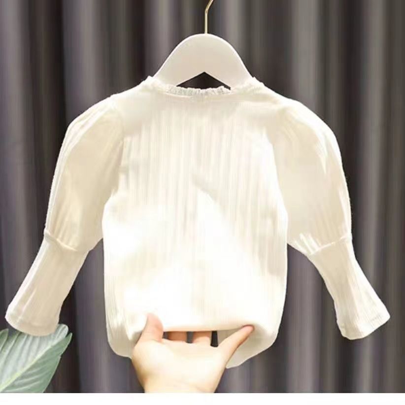 女宝宝设计感打底衫女婴儿童春装韩版新款女童洋气泡泡袖长袖