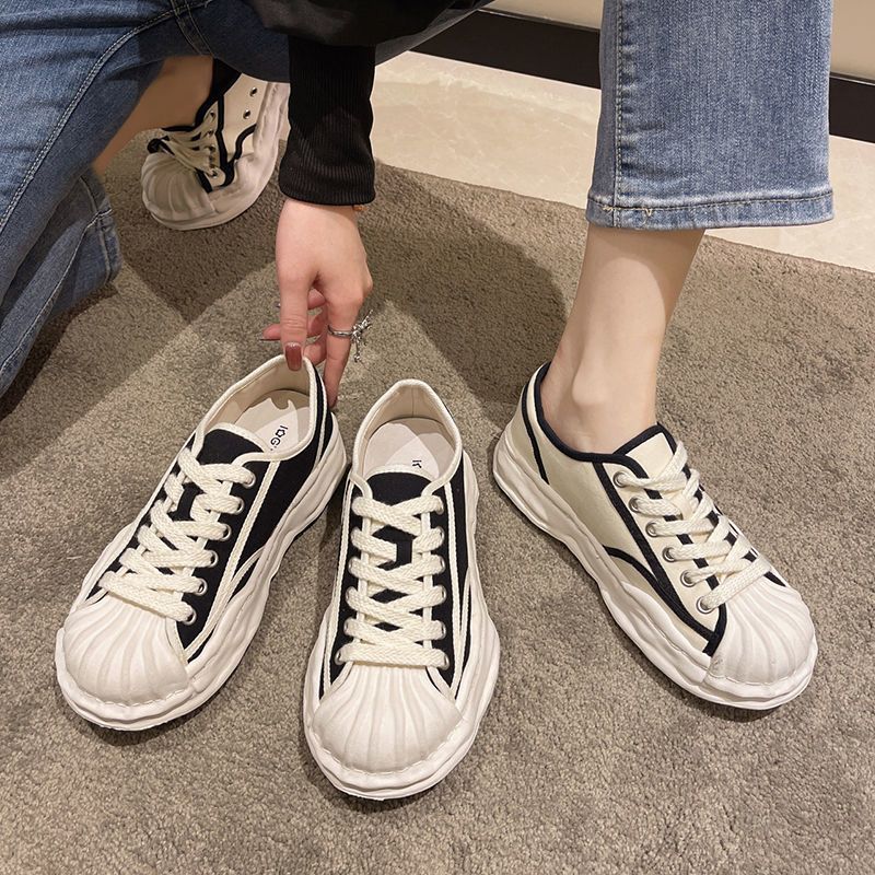 Shell toe platform shoes thick-soled canvas shoes small white shoes casual sports shoes women's trendy ins all-match niche sneakers