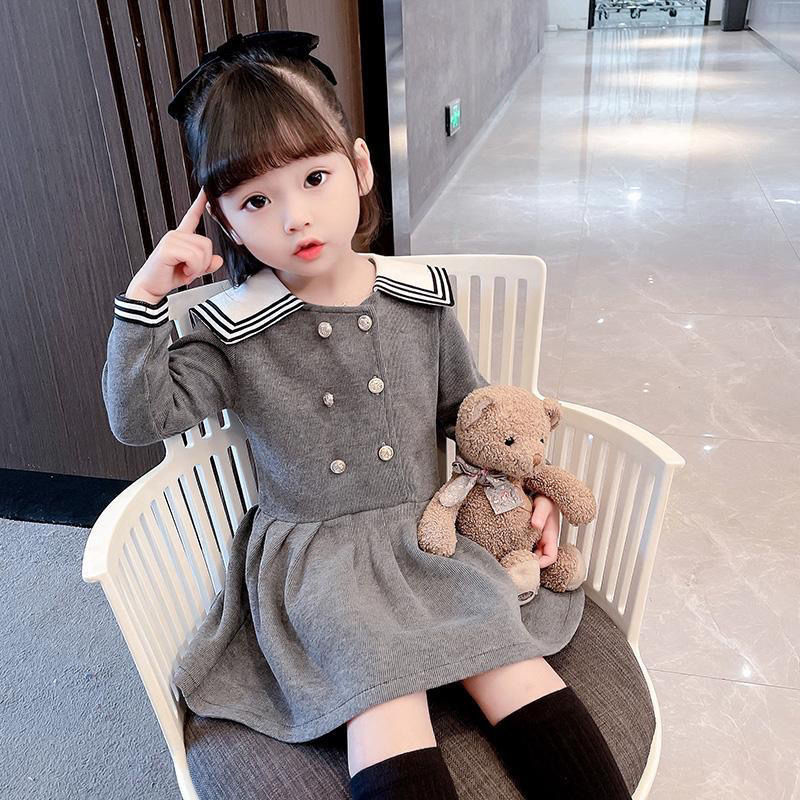 College style girls spring and autumn new dress navy collar fashion foreign style skirt sweet and cute female treasure princess dress