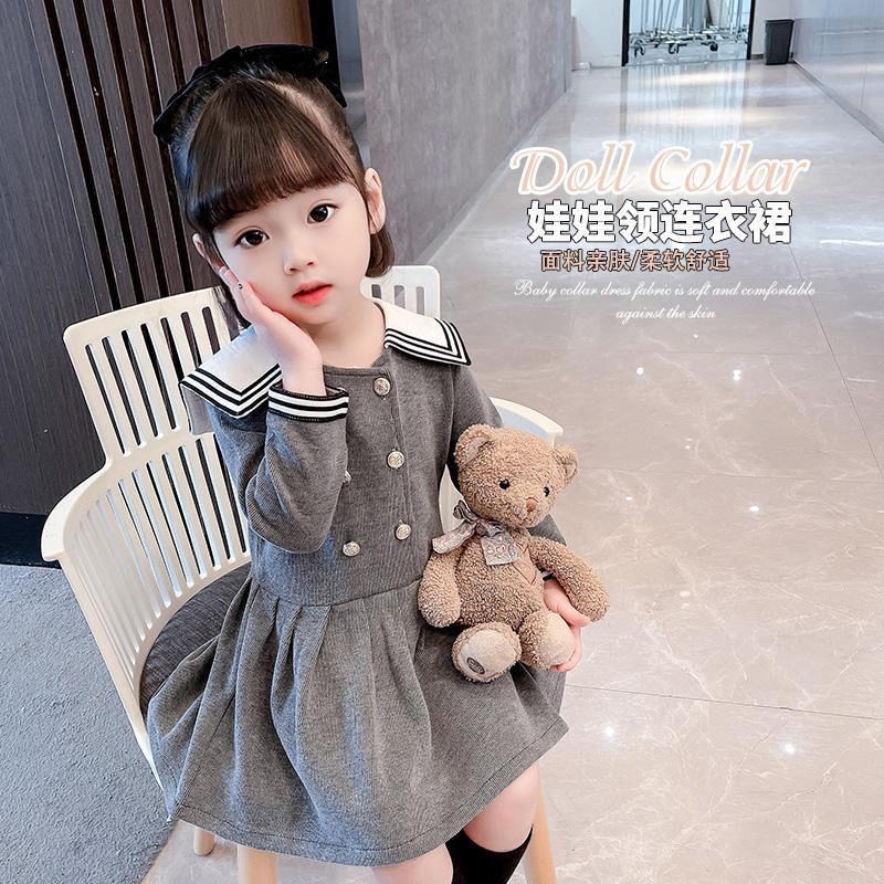 College style girls spring and autumn new dress navy collar fashion foreign style skirt sweet and cute female treasure princess dress