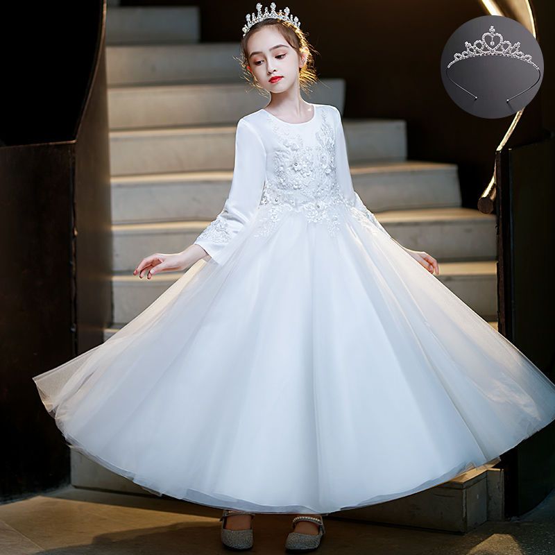 公主裙女童春季新款兒童禮服洋氣花童婚紗鋼琴演奏女孩高端演出服