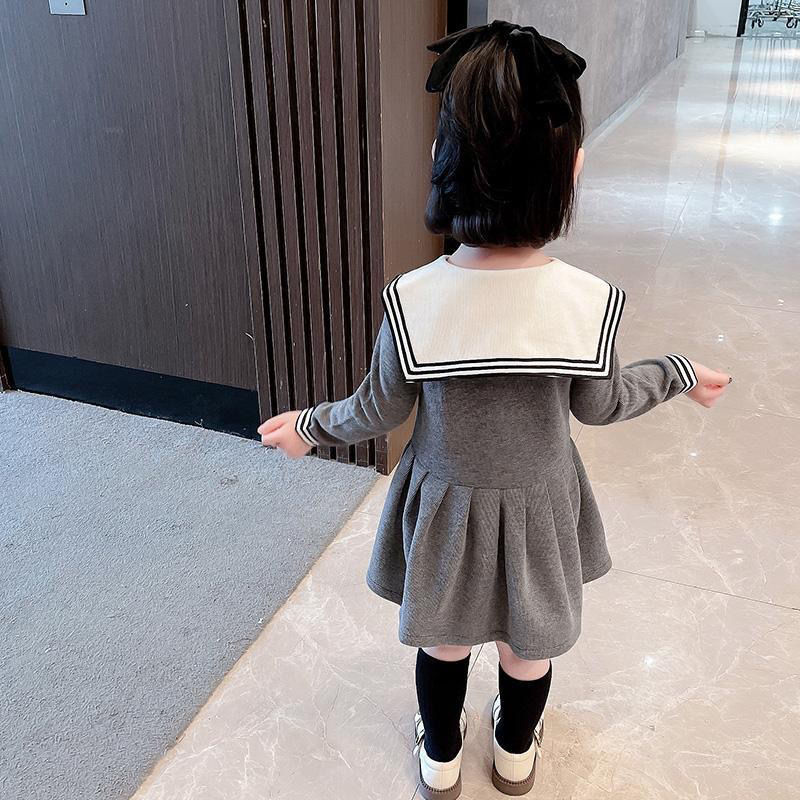 College style girls spring and autumn new dress navy collar fashion foreign style skirt sweet and cute female treasure princess dress