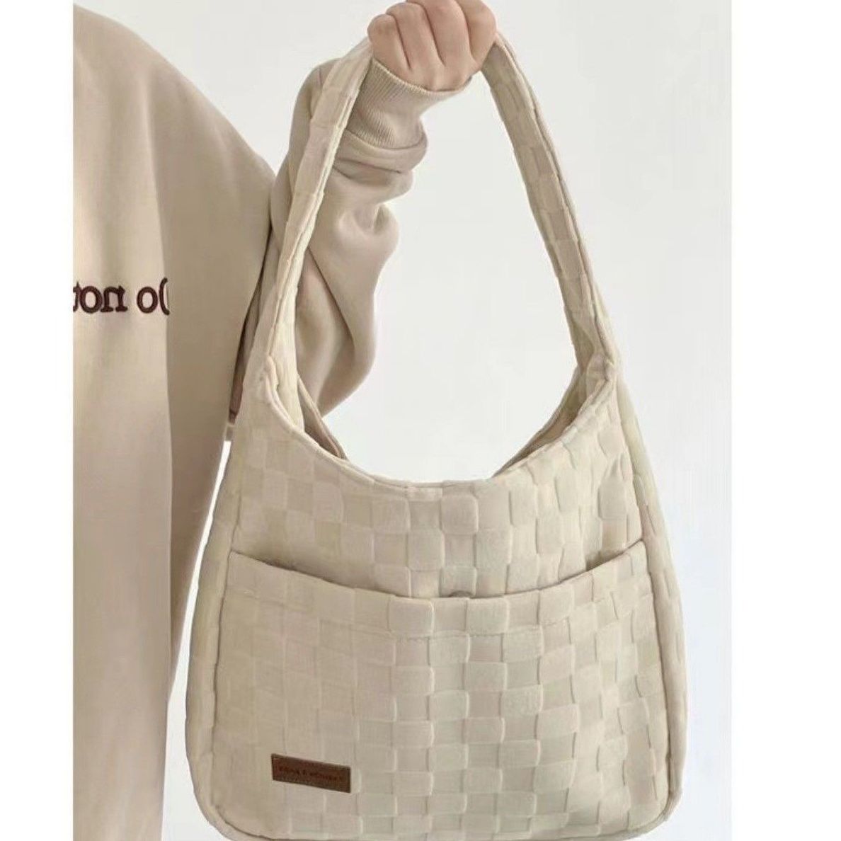  new style canvas single shoulder bag high-end sense tote bag for college students in class in early autumn