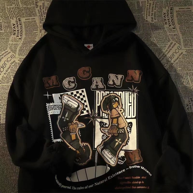 100%純棉美式hiphop潮牌嘻哈連帽衛衣男女寬鬆ins潮秋冬oversize