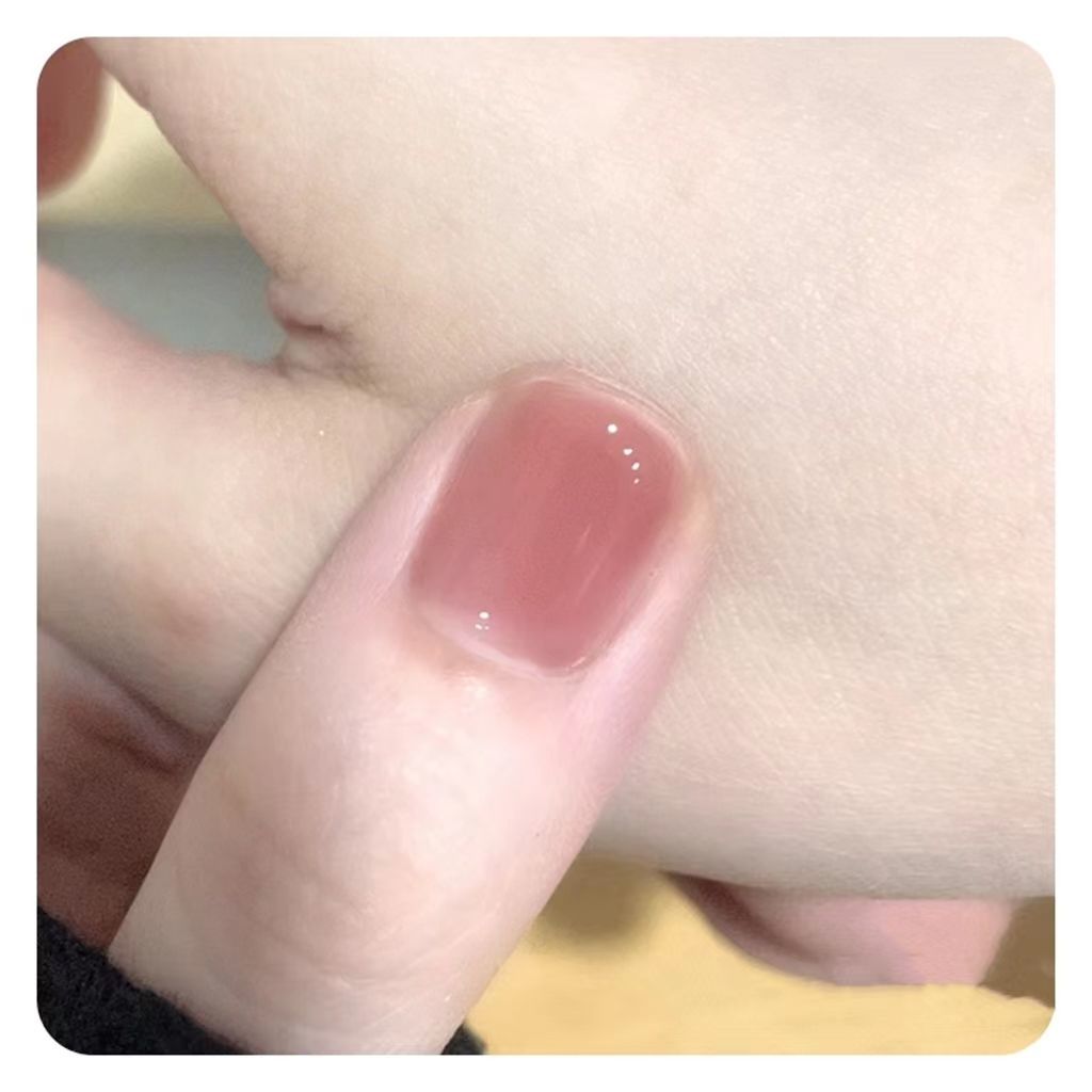 網紅冰透指甲油免烤不可撕持久不掉色顯白蜜桃粉裸色亮晶晶學生色