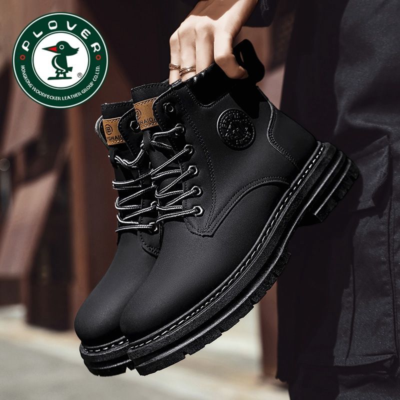 Woodpecker authentic official high-top plus velvet warm snow boots winter men's Martin boots high-top sneakers work shoes