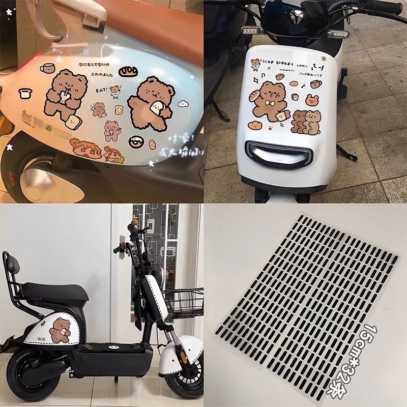卡通可爱小熊电动车贴纸装饰摩托车头盔遮挡划痕汽车个性贴画防水