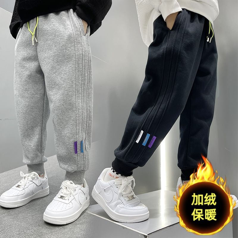 Boys' fleece pants autumn and winter  sports pants for big boys new children's winter casual trousers baby pants