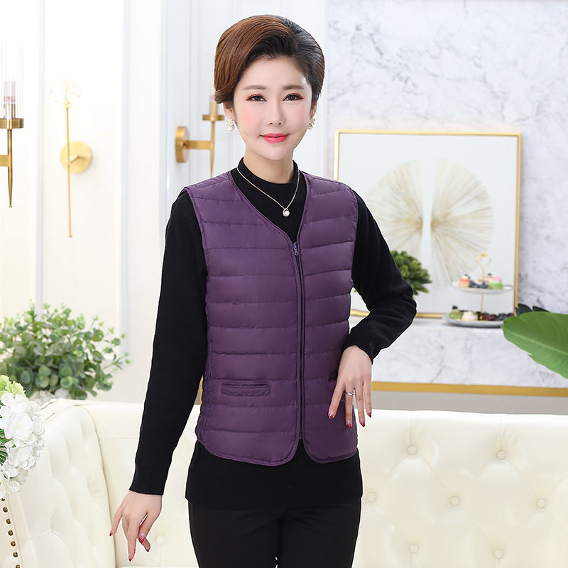 Middle-aged and elderly down vest women's mother models light and thin inner wear warm vest large size inner wear old people's vest autumn and winter