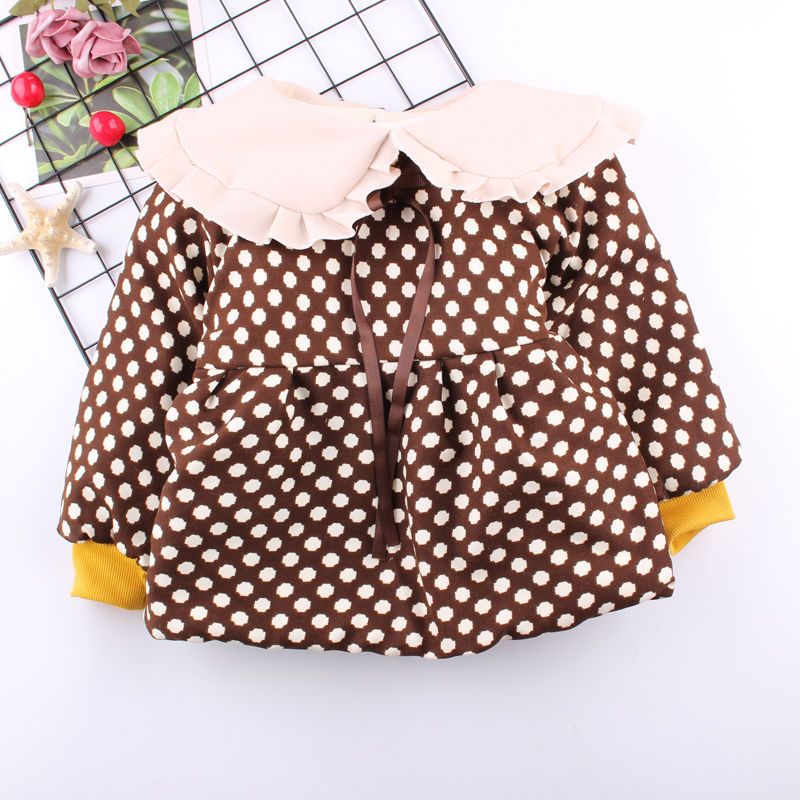Autumn and winter female baby thickened gown baby reverse dressing boys and children cotton padded reverse dressing plus cotton jacket cotton jacket hood gown