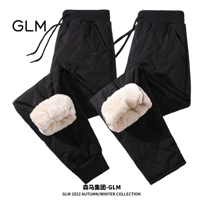 森马集团品牌GLM加绒加厚羊羔绒裤子男女保暖棉裤运动休闲裤