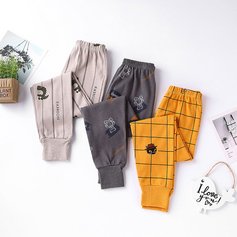 100% cotton children's long johns, children's leggings, boys and girls' linen pants, girls' warm pants, autumn and winter inner pajamas