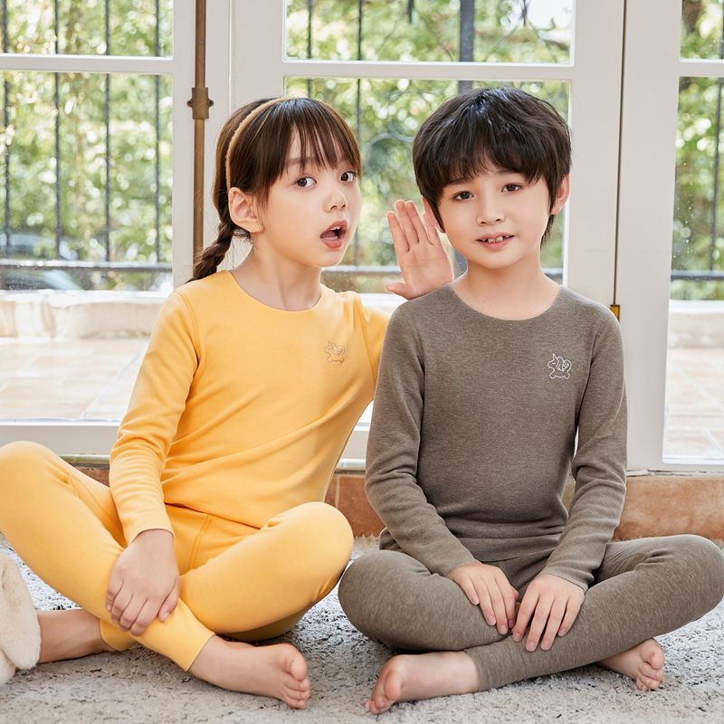 秋冬儿童保暖内衣套装加绒加厚德绒自发热男童女童中大童秋衣秋裤