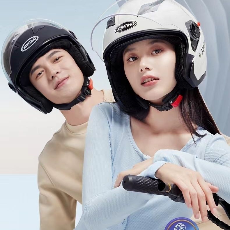 进口3C认证双镜片双尾灯摩托车电动车头盔男女通用秋冬款旅行