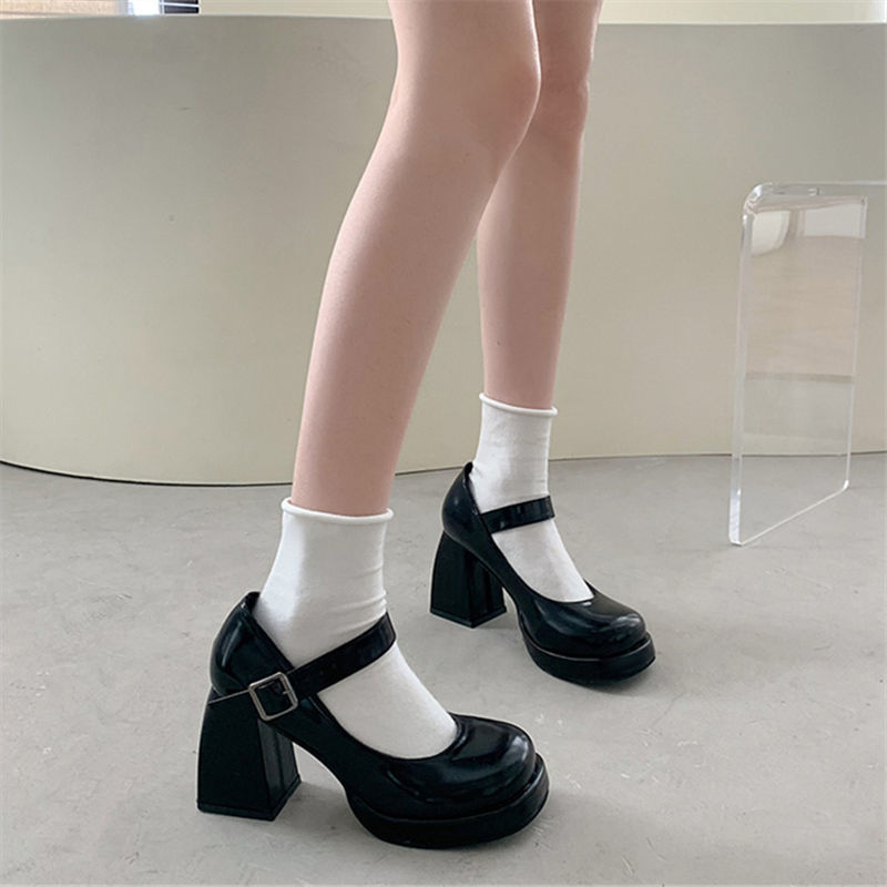 新款复古玛丽珍女鞋2023法式气质小众温柔漆皮简约个性高跟单鞋潮