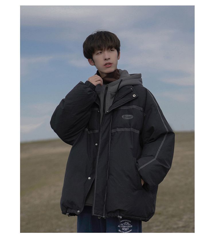 Vestiti finti in due pezzi Sciolti versatili, Cappotto in cotone con cappuccio alla moda per studenti per uomo, Autunno e_voghion.com