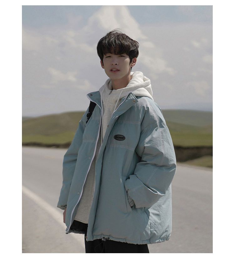 Vestiti finti in due pezzi Sciolti versatili, Cappotto in cotone con cappuccio alla moda per studenti per uomo, Autunno e_voghion.com