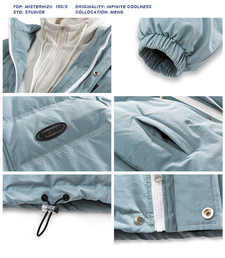 Vestiti finti in due pezzi Sciolti versatili, Cappotto in cotone con cappuccio alla moda per studenti per uomo, Autunno e_voghion.com