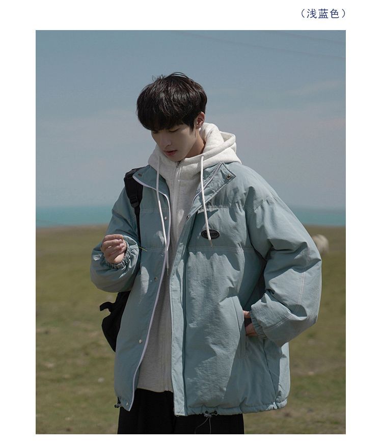 Vestiti finti in due pezzi Sciolti versatili, Cappotto in cotone con cappuccio alla moda per studenti per uomo, Autunno e_voghion.com
