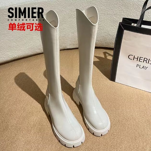Smir leather inner heightened knight boots 2022 autumn and winter new small long tube slim but knee-length boots