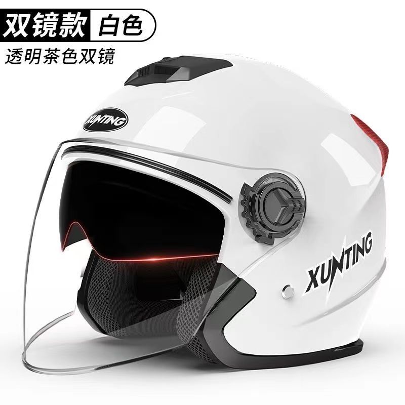 进口3C认证双镜片双尾灯摩托车电动车头盔男女通用秋冬款旅行
