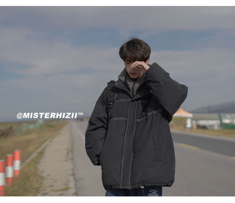 Vestiti finti in due pezzi Sciolti versatili, Cappotto in cotone con cappuccio alla moda per studenti per uomo, Autunno e_voghion.com