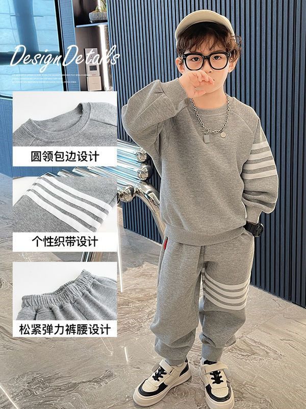 男童韩版新款套装春秋款男儿童时髦中大男童孩运动休闲纯棉两件套