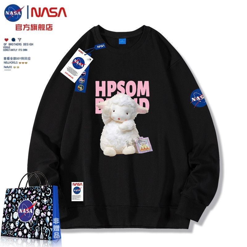 NASA官方旗艦店純棉衛衣男女小眾寬鬆秋衣圓領長袖新款小羊外套女