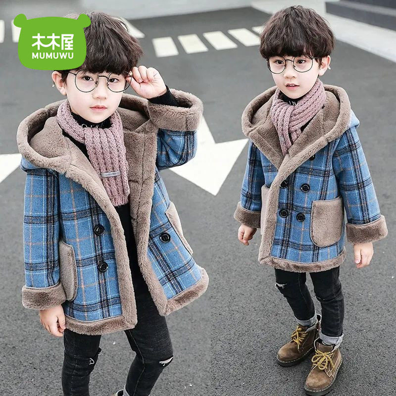 男童呢子大衣毛呢加绒加厚外套冬装2022新款洋气儿童装秋冬装男孩