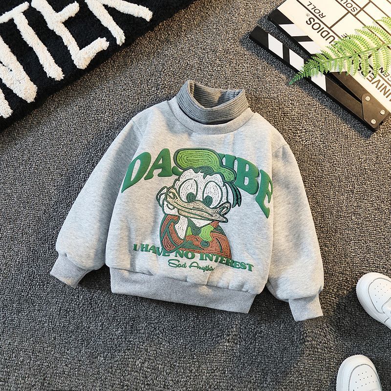 Children's sweater autumn and winter male baby baby 2022 new high-necked plus velvet handsome super cute cute medium-thick winter clothing