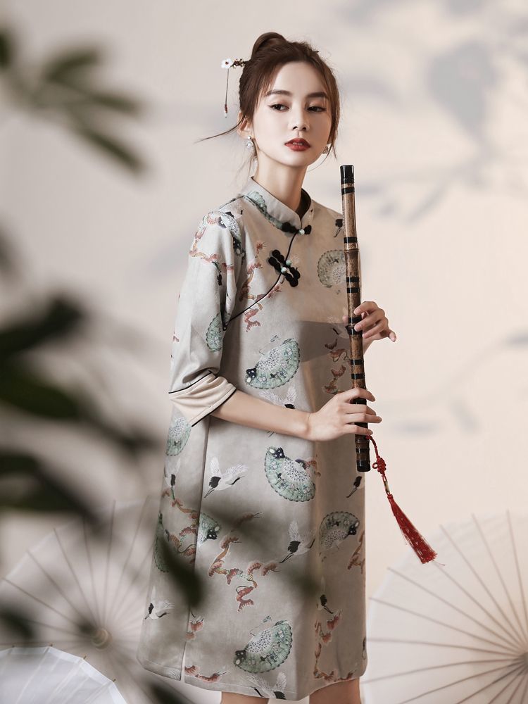 2022年新款大碼改良版旗袍年輕款時尚國潮少女炸街連衣裙日常秋季