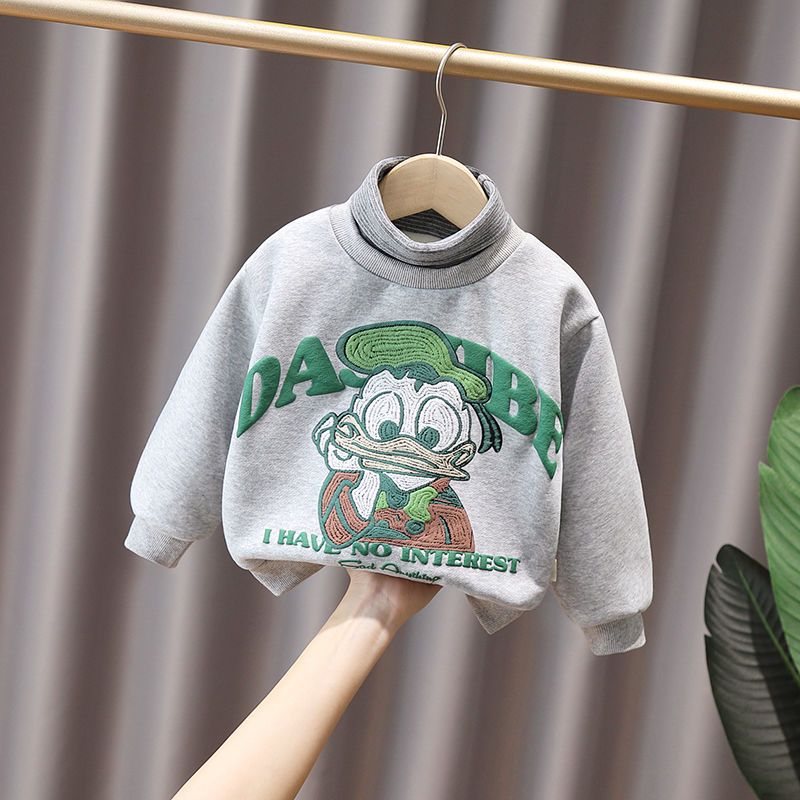 Children's sweater autumn and winter male baby baby 2022 new high-necked plus velvet handsome super cute cute medium-thick winter clothing