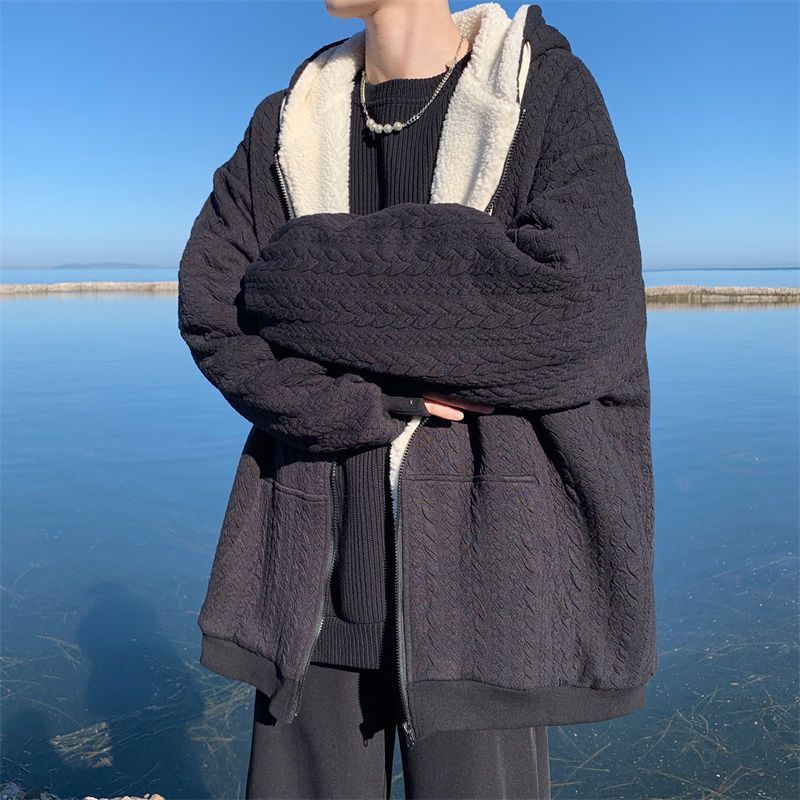 Chaqueta con capucha hombre invierno lana acolchada algodón_voghion.com