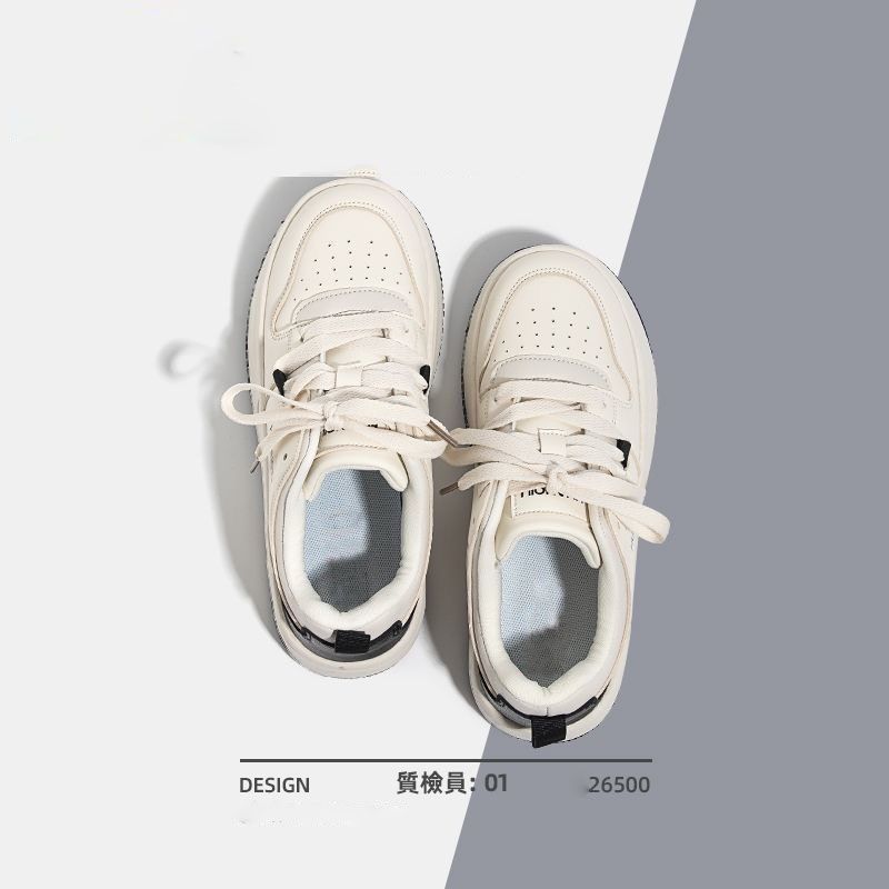 Real soft leather thick-soled board shoes female students all-match casual shoes 2022 autumn new ins Korean version of the small white shoes women
