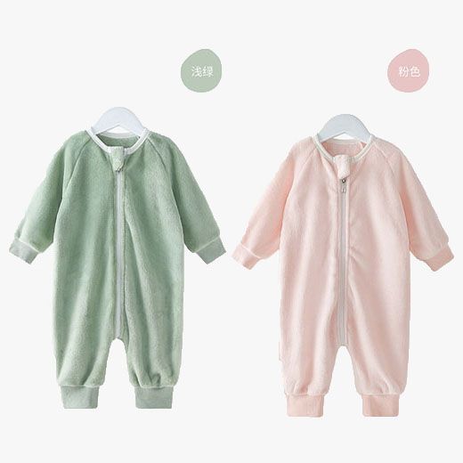 Buy one get one free baby flannel warm pajamas autumn and winter men and women baby coral fleece jumpsuit plus fleece sleeping bag