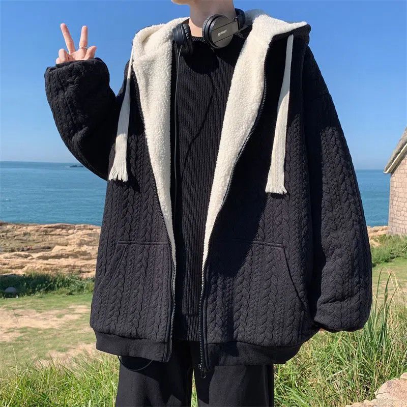Suéter de lana de invierno para hombre, chaqueta gruesa acolchada de algodón adecuada para adolescentes, bonitos volantes, suelta y versátil_voghion.com