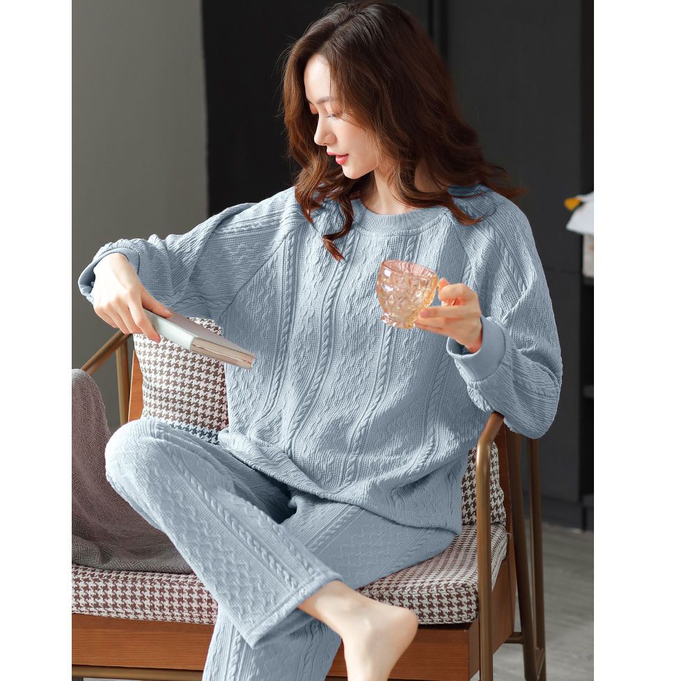 100% double-sided pure cotton pajamas ladies spring and autumn long-sleeved winter large size middle-aged and elderly mother home clothes confinement clothes
