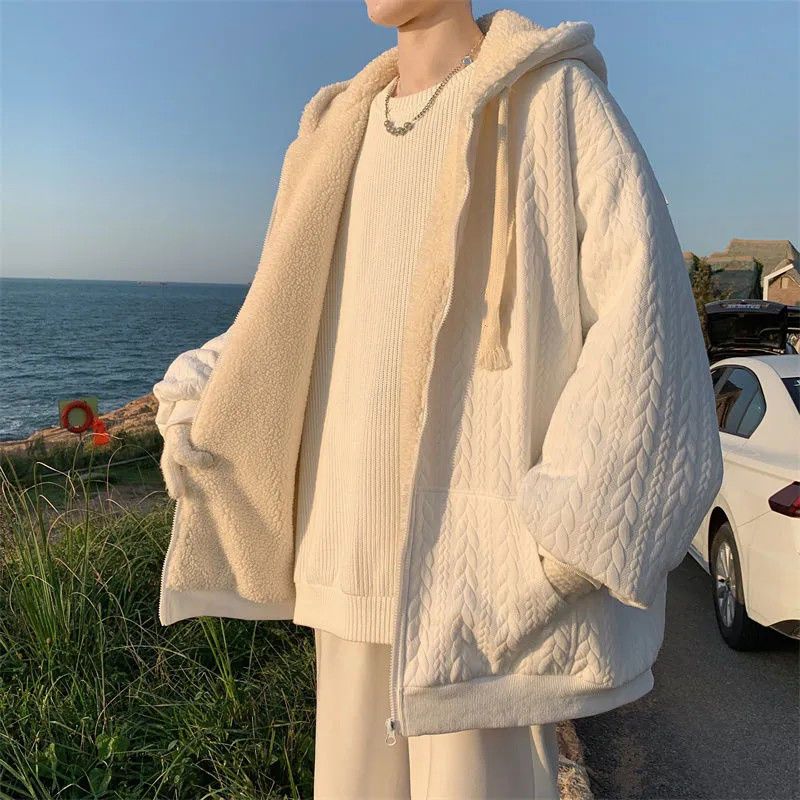 Suéter de lana de invierno para hombre, chaqueta gruesa acolchada de algodón adecuada para adolescentes, bonitos volantes, suelta y versátil_voghion.com