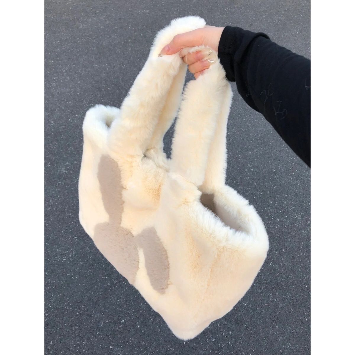 CorahKrion original design rabbit pattern plush tote bag 2022 new large-capacity plush shoulder bag