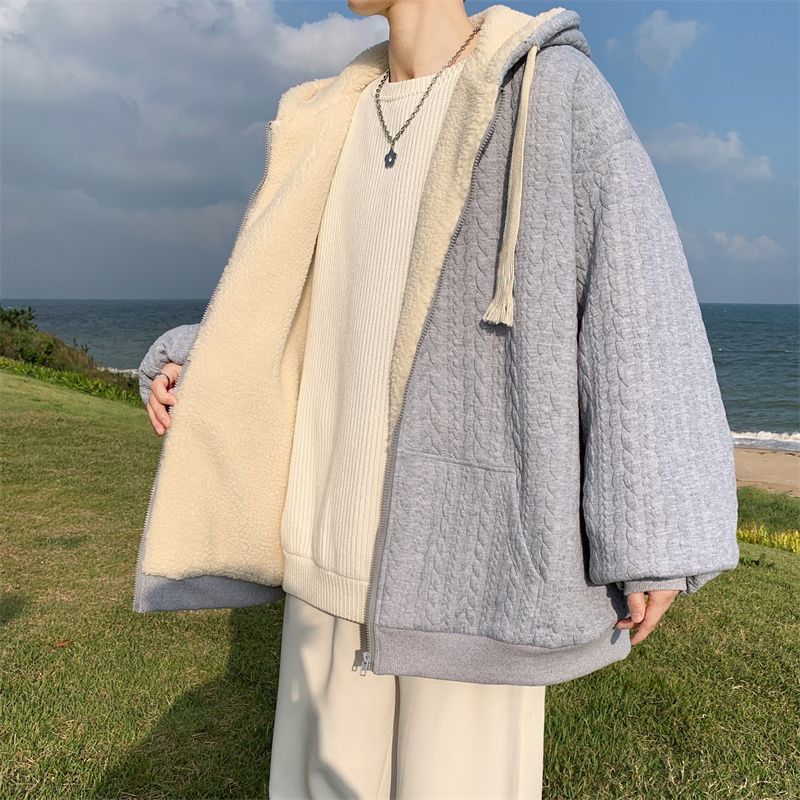 Chaqueta con capucha hombre invierno lana acolchada algodón_voghion.com