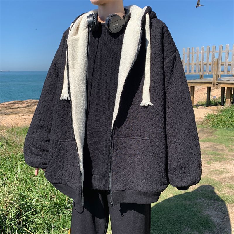 Chaqueta con capucha hombre invierno lana acolchada algodón_voghion.com