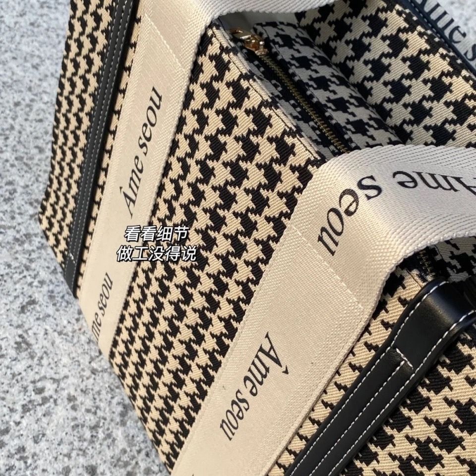 Fashion houndstooth large-capacity tote bag women's  autumn and winter new all-match canvas bag commuting shoulder Messenger bag