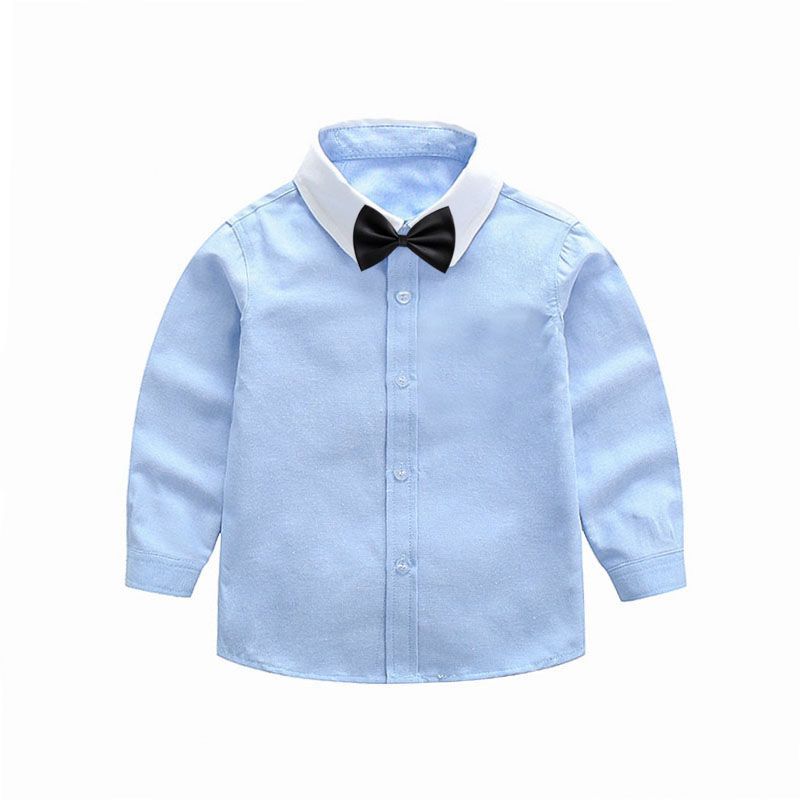 White-collar blue shirt long-sleeved boys and girls school uniform inch clothes autumn and winter new performance children's clothing