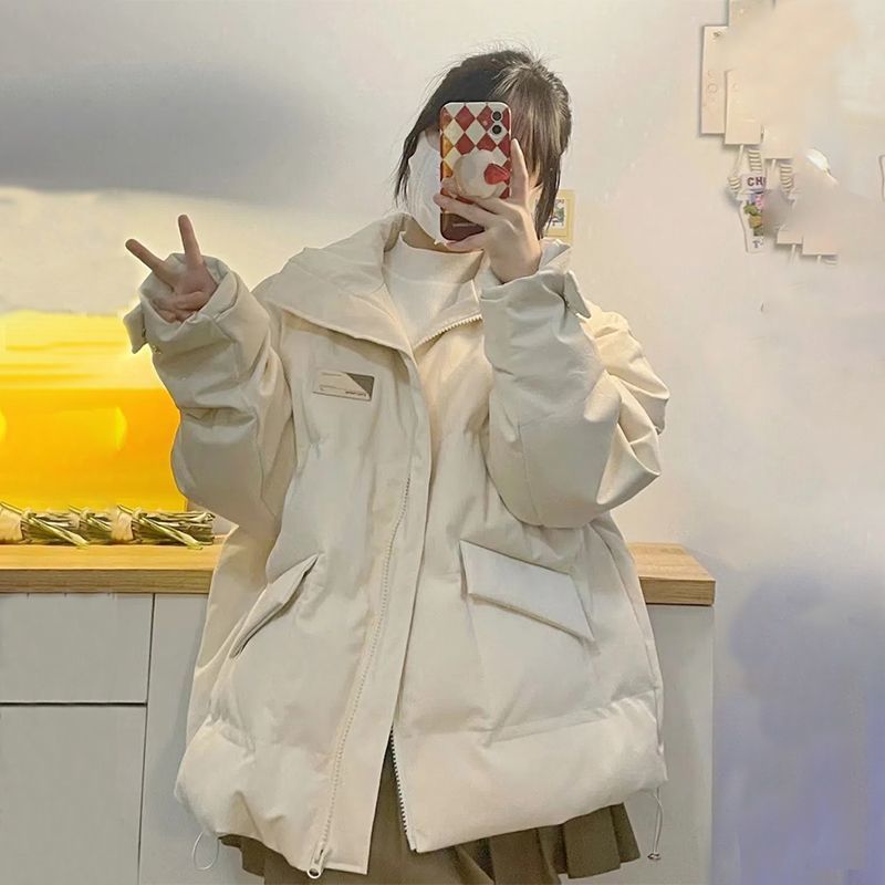 Ins style thickened western style bread coat cotton coat female student winter Korean version pu leather warm cotton coat cotton jacket trendy