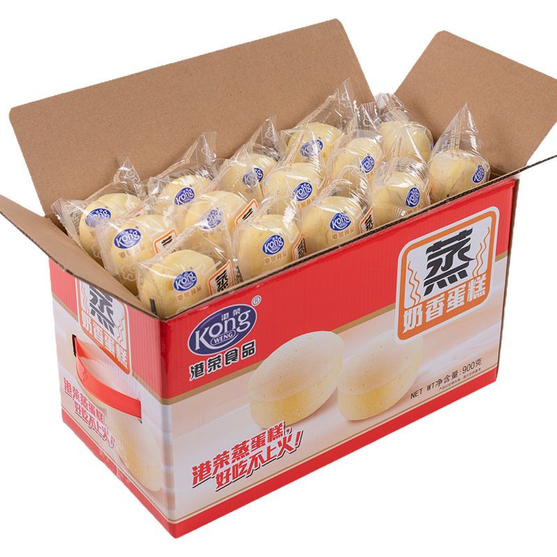 港荣蒸蛋糕奶香软面包早餐食品学生代餐小吃整箱网红零食儿童糕点