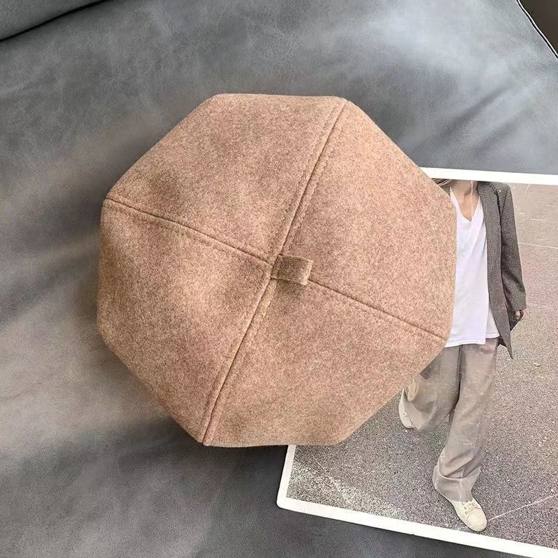 Black beret hat women's Korean version retro ins net red show face small spring and autumn big head circumference octagonal painter's hat winter