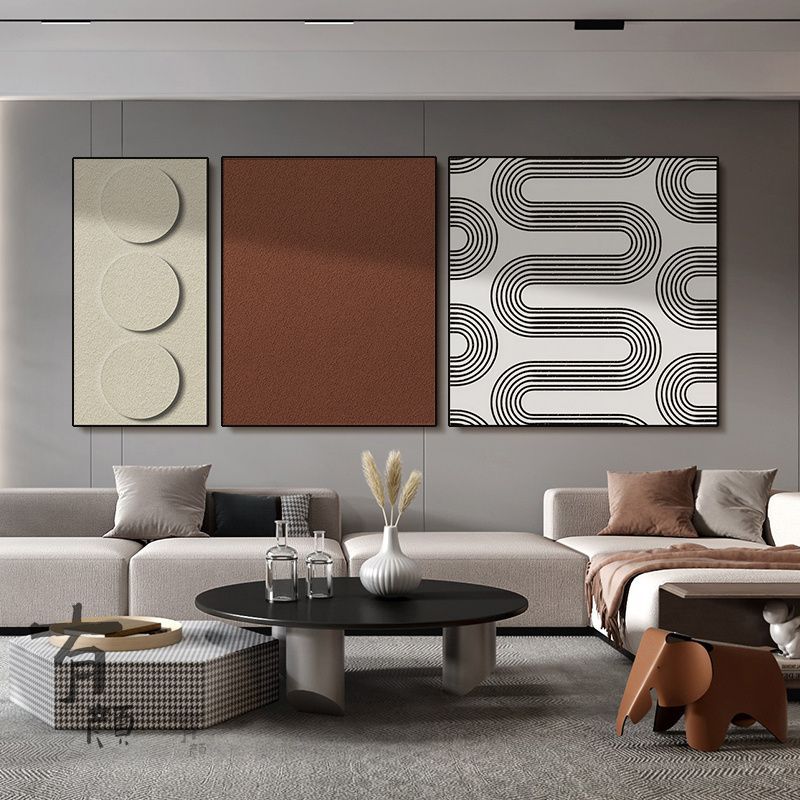 日式侘寂风极简抽象装饰画意式几何家居样板间客厅沙发背景墙挂画