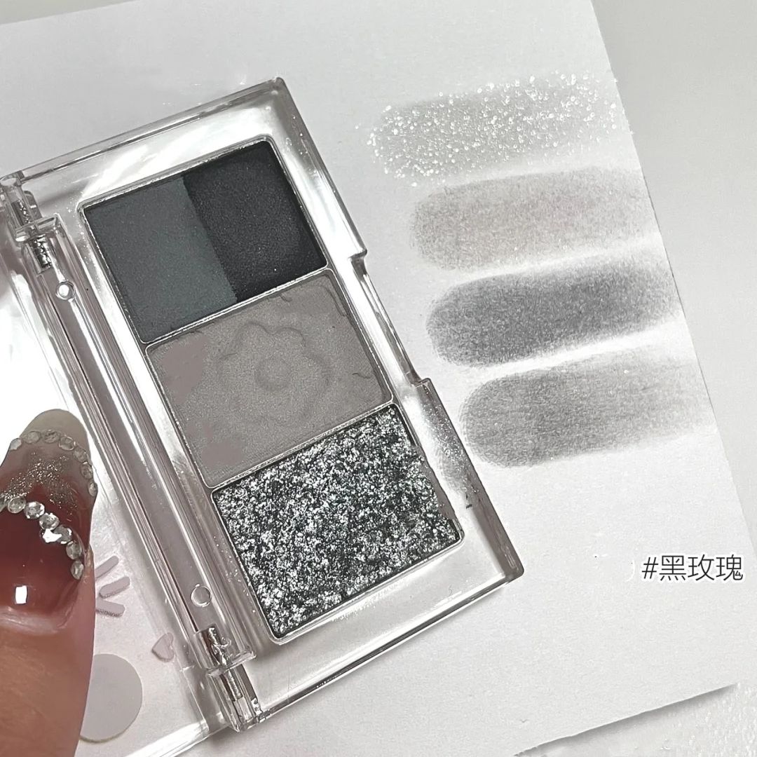 新品眼影盤煙熏黑玫瑰大地色珠光爆閃亮片新款便攜純欲風小盤高級